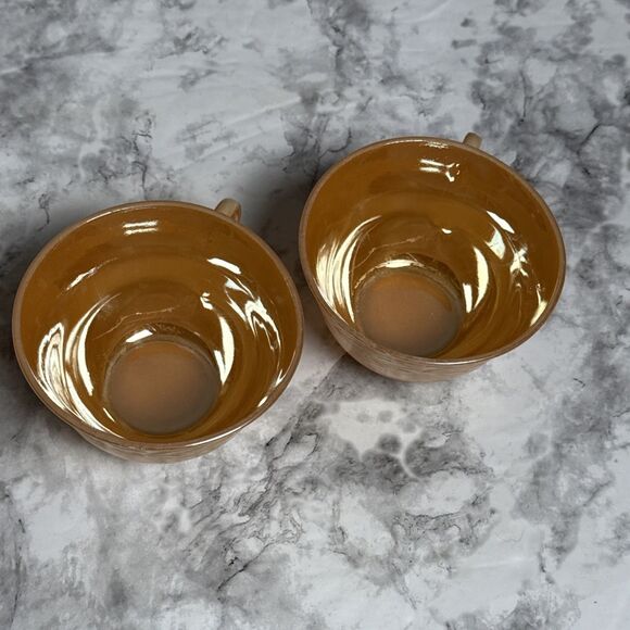 Fire King Peach Luster Vintage Teacup Small Bowls Mini Pie Lot of 4 - Picture 6 of 12